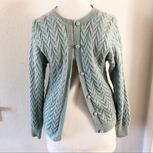100% Alpaca Blue Knit Cardigan Size Small